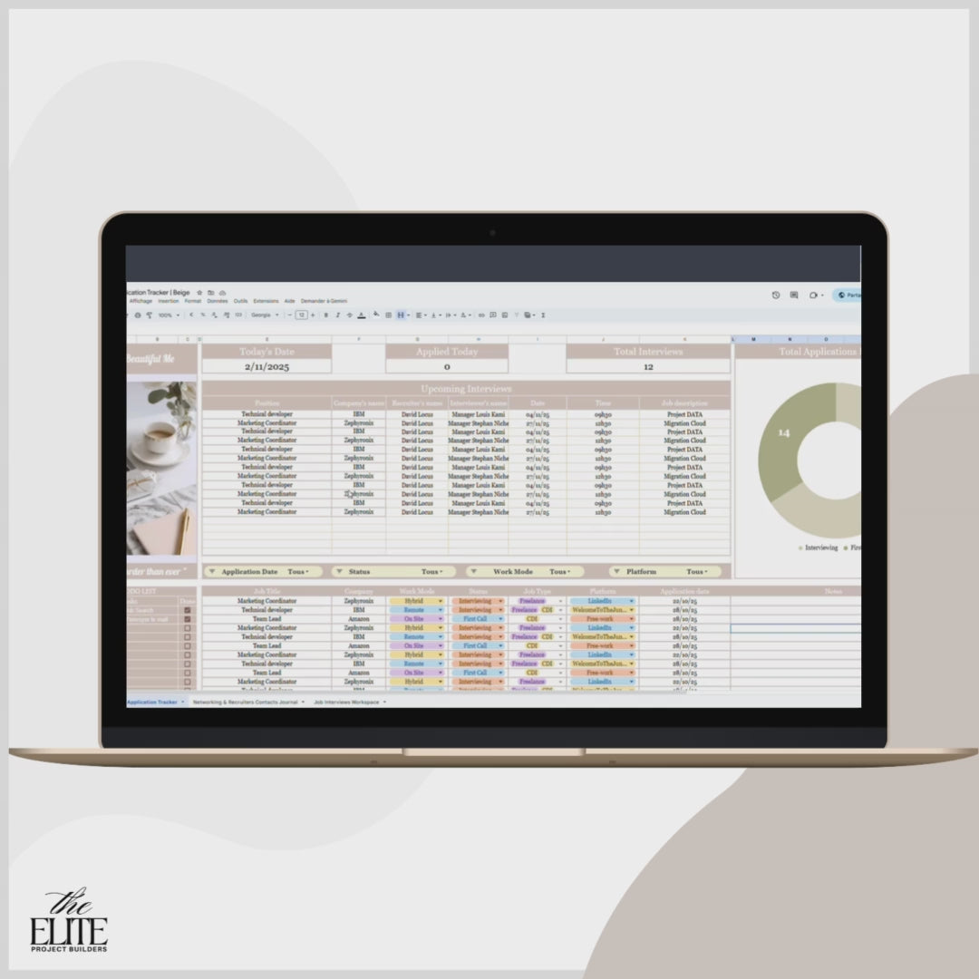 Google Sheets Job Application Tracker | Beige
