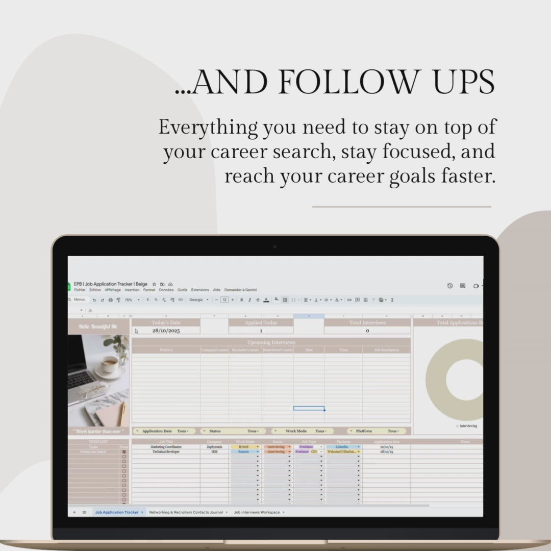 Google Sheets Job Application Tracker | Beige